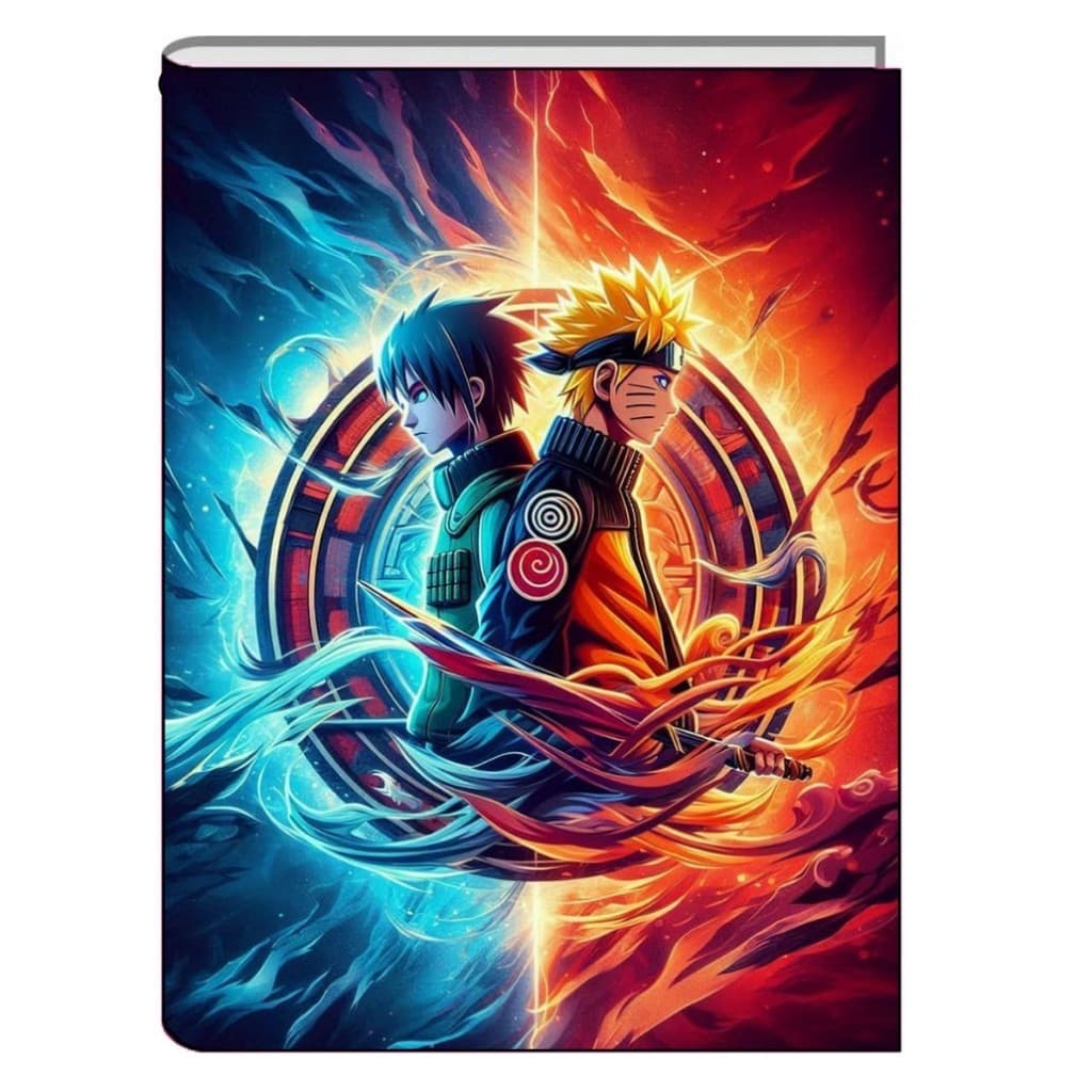 Caderno Naruto e Sasuke Brochura Grande 96 Folhas Capa Dura