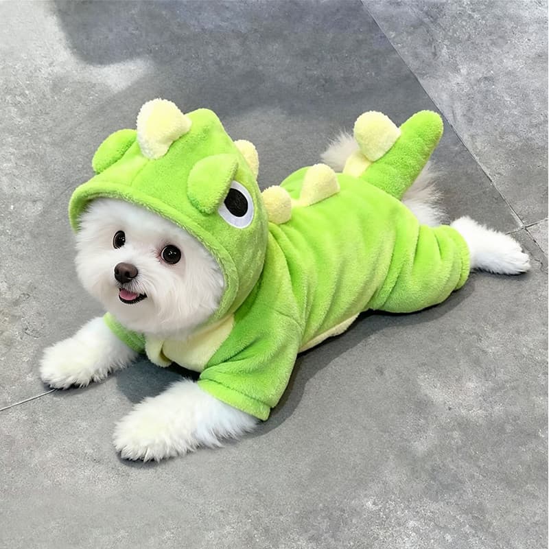 Roupas para cães inverno quente bonito dinossauro transformação roupas Teddy Bichon animais de estimação pode tração rou