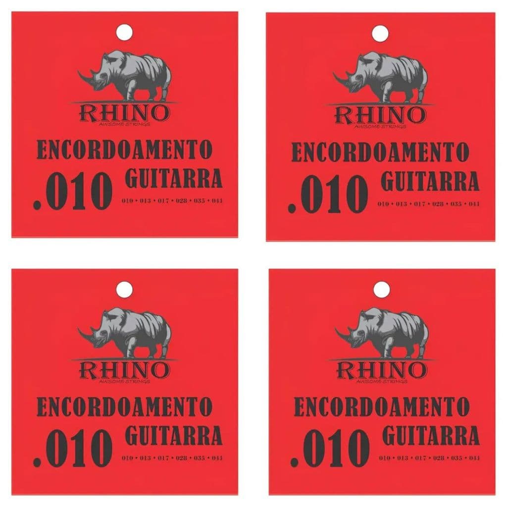 Kit 4  Encordoamento Rhino Aço Bronze Guitarra 010 041