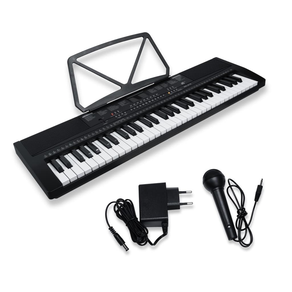 Teclado Eletrônico MK313 61 Teclas Com Estante De Partitura Alto-Falantes Musical Digital Microfone