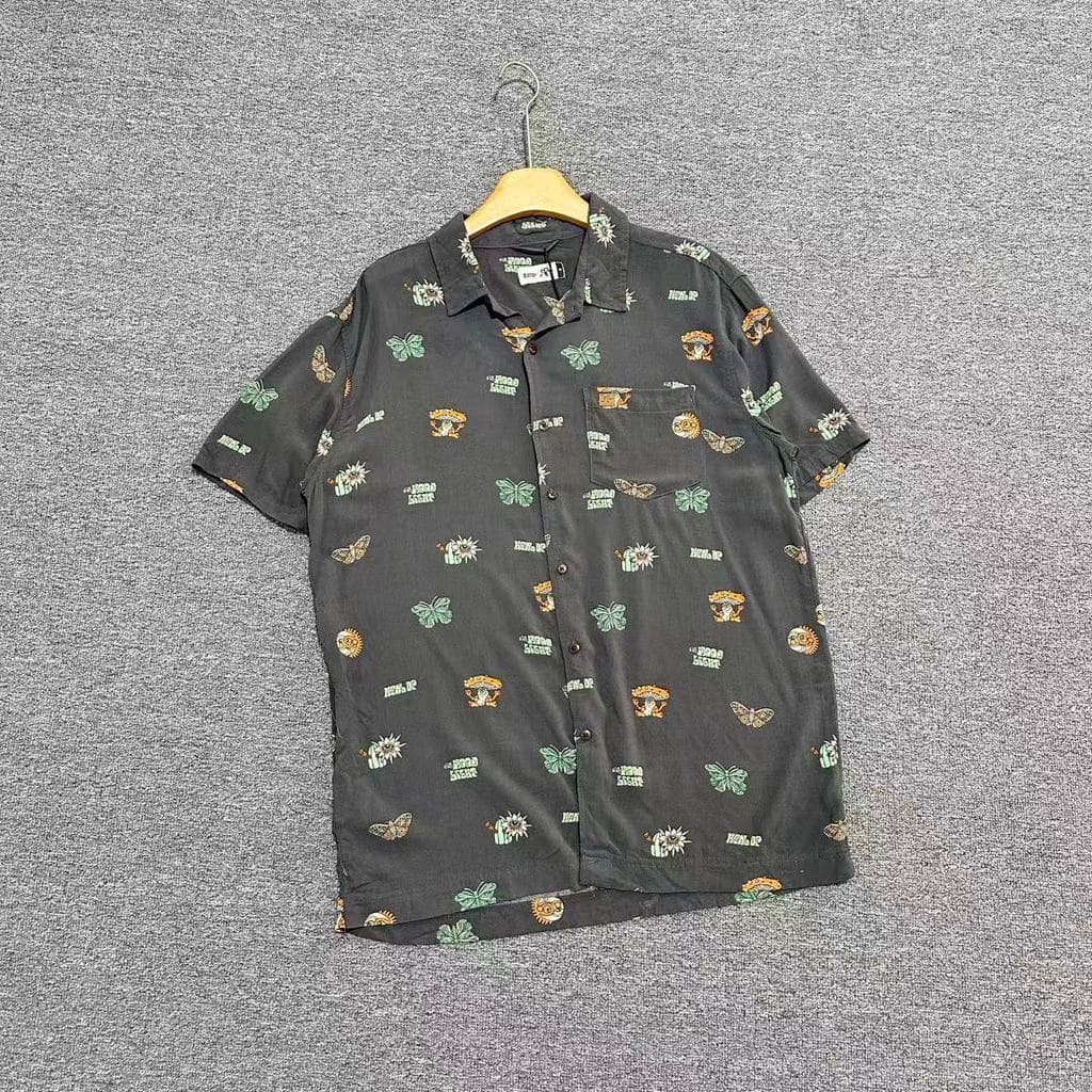 M3031 verão novo estilo nicho divertido estampa completa camisa cardigã de manga curta legal camisa Casual de férias