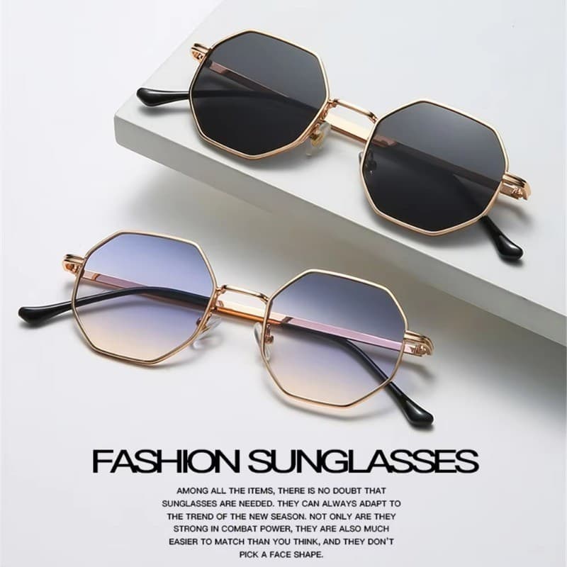 Óculos De Sol Vintage Com Proteção UV Polygon Quadrados De Metal Para Homens/Mulheres