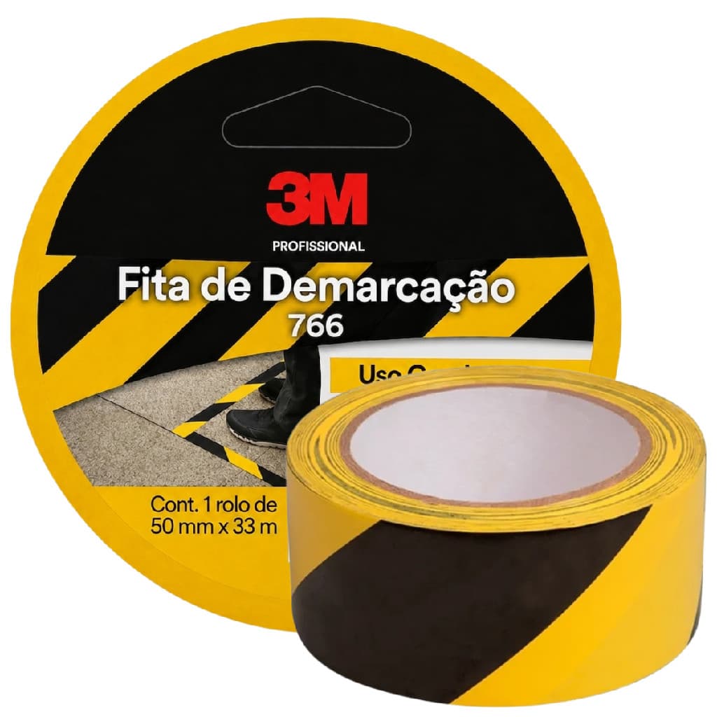 Fita de Demarcação 50mm X 33m Zebrada Preto/Amarelo 3M