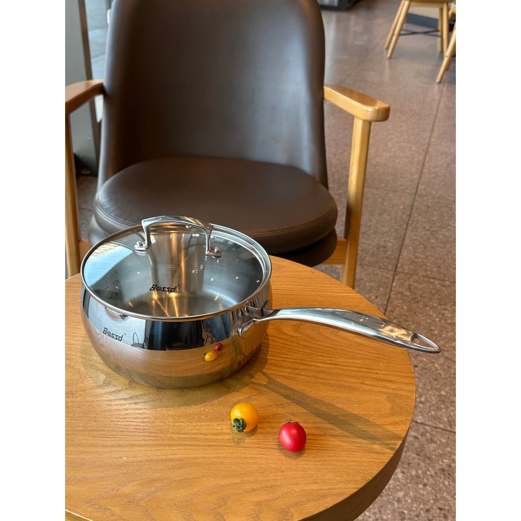Bossd304 pote de leite de aço inoxidável pote de comida complementar não revestido de aço de três camadas antiaderente p