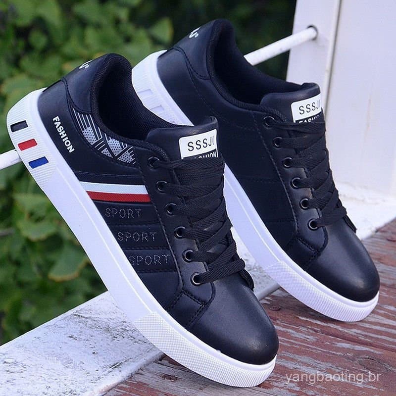 Sapatos masculinos de skate de cano baixo - imitação respirável superior, sola de PVC durável, adequado para uso Casual