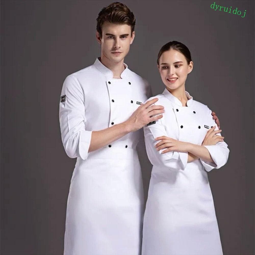 DYRUIDOJ1 Roupas De Trabalho De Chef , Uniforme De Manga Curta De Malha Respirável , Terno Comprida Branco Preto
