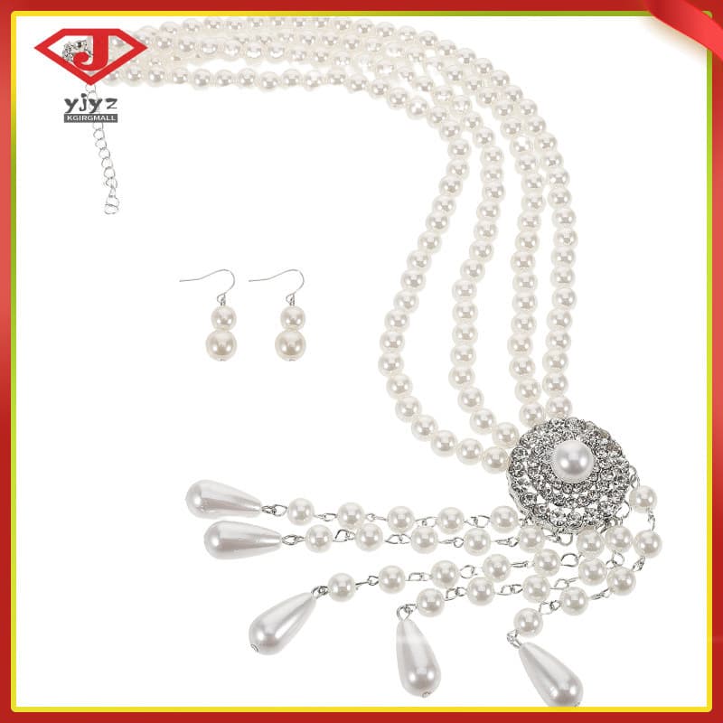 1 Conjunto De Colar Falso Para Casa , Design De Strass Branco Vintage Yujingyouzhang