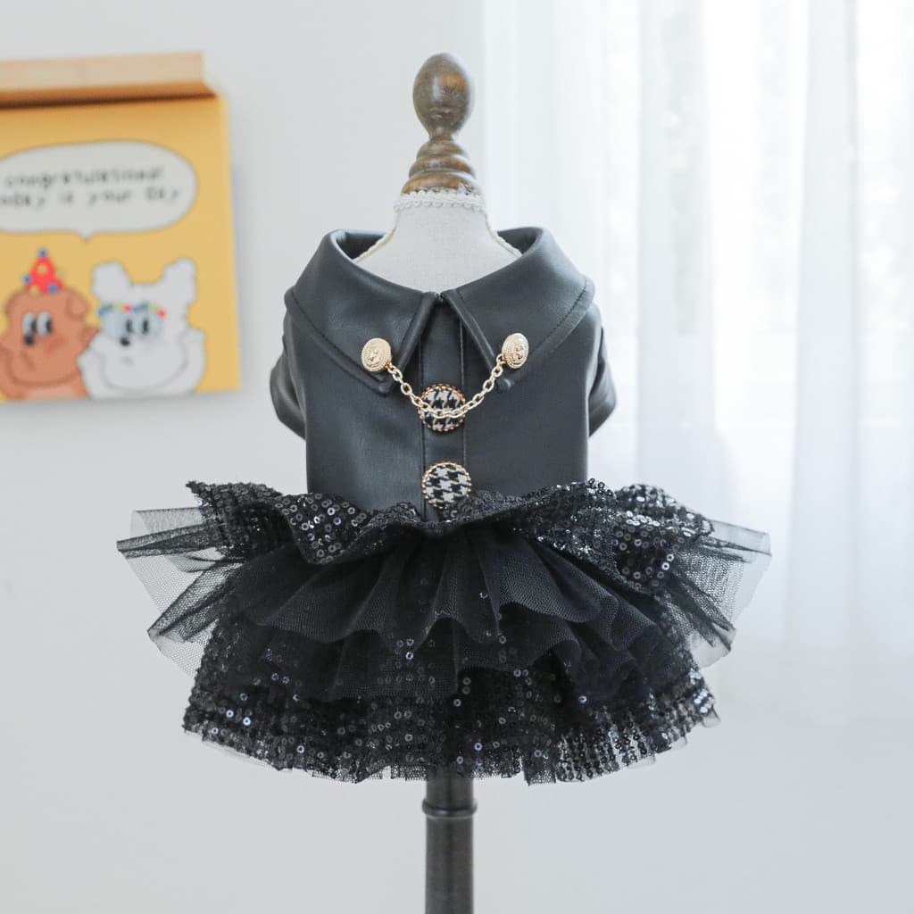 Roupas para animais de estimação cão gato roupas roupas bonito roupas de couro lantejoulas pequena saia de couro