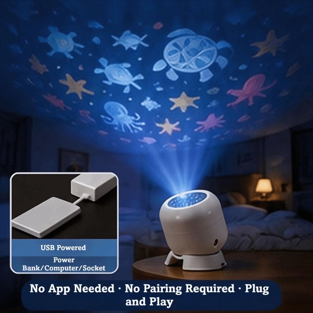 Projetor Dreamy Ocean , Luz Noturna De Projeção De Oceano Com Pescoço Flexível Giratório De 360 Graus , Dinâmico