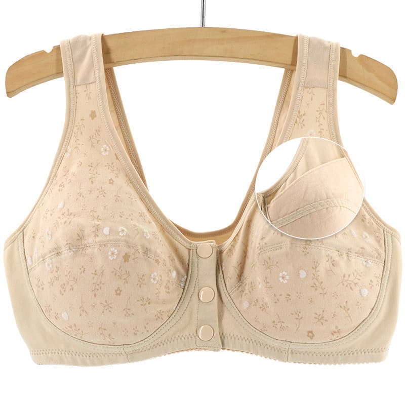 Sutiã com fivela frontal, colete de algodão para idosos de meia-idade, roupa íntima sem esponja, pode colocar almofadas,