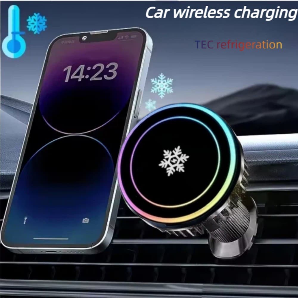 Carregador Magnético Sem Fio Para Carro TEC Semiconductor Cooling Suporte Telefone RGB S-Class Luz Ambiente Ventilação D