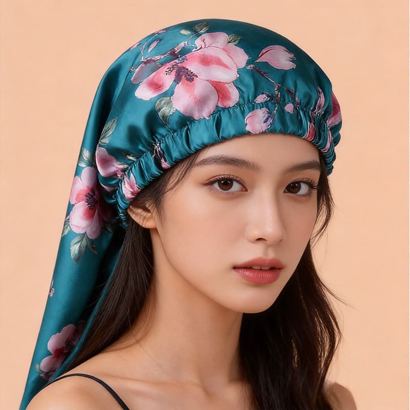 Pronto estoque novo estilo feminino moda única estampa de ameixa Popular chapéu feminino touca de banho touca de dormir