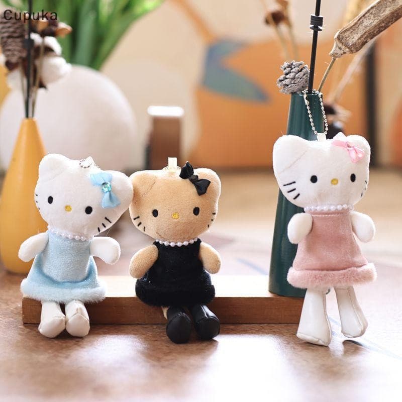 Cupuka 1 Peça Anime KT Gato Menina Coração Bonito Chaveiro Kawaii Olá Kitty 15cm Pernas Longas Pingente De Pelúcia DIY D
