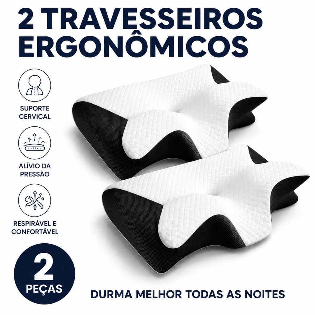 Travesseiro Almofada Infravermelho Cervical Ortopédico Alivio Dores Ombros Pescoço Coluna