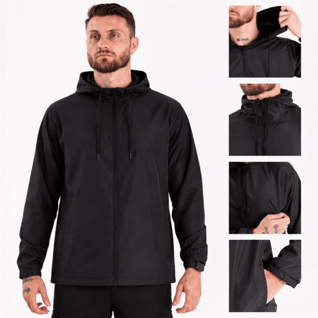 Jaqueta Corta Vento Masculina Impermeável Semi Forrada Com Capuz e Bolso Blusa Corta Vento Premium
