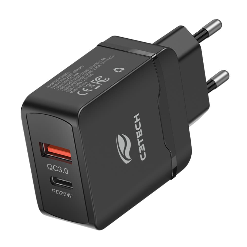 Carregador Universal C3tech Uc-p200bk Ac/usb Pd 20w Bivolt [F133]