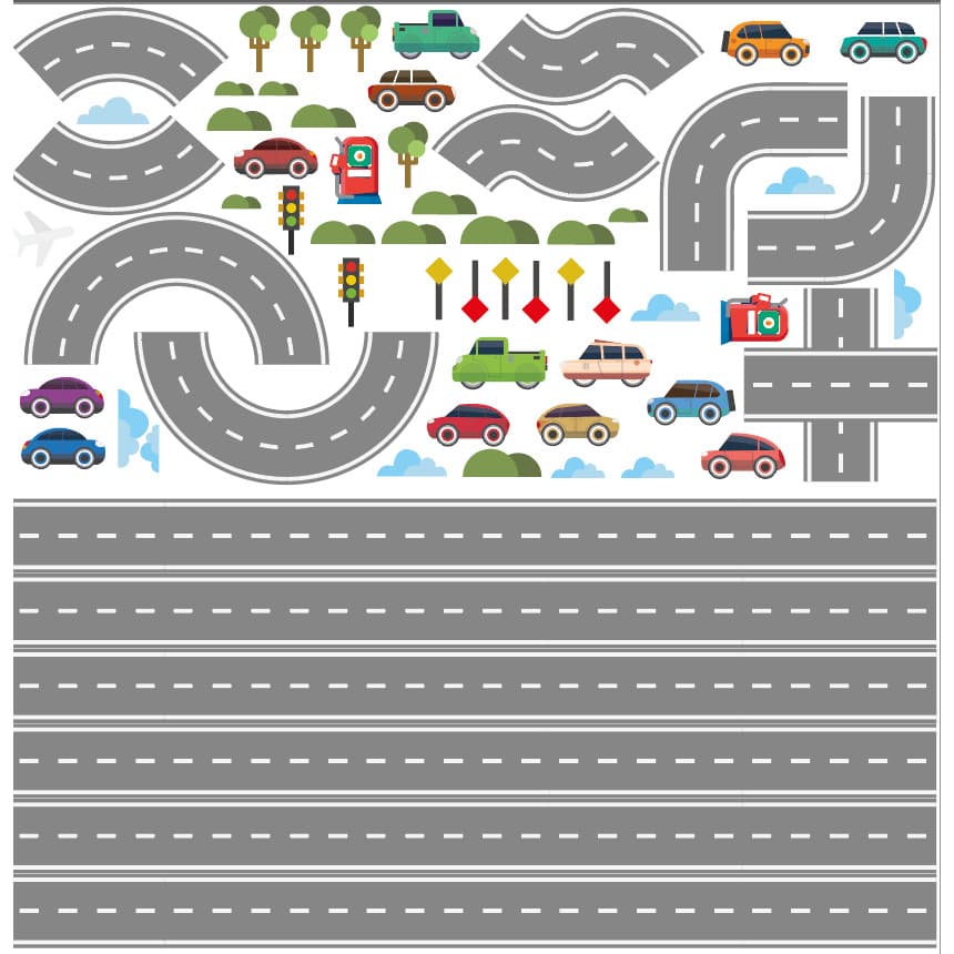 Kit Adesivo de Parede Carros, Papel de Parede Carros, Adesivo de Carrinhos, Papel de Parede Infantil