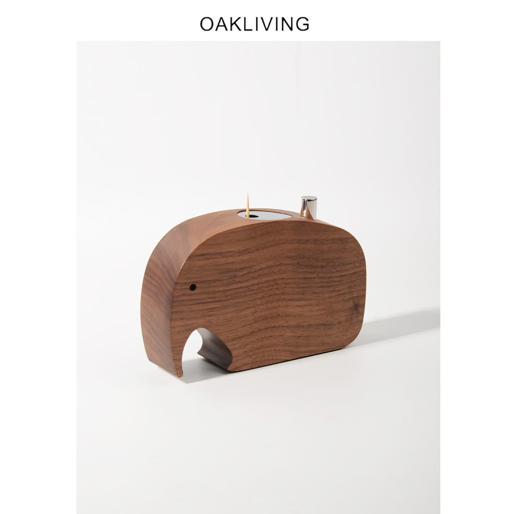 Oakliving luz luxo nogueira elefante empurrar caixa de palito ornamentos criativos bonito decoração mesa jantar do agreg