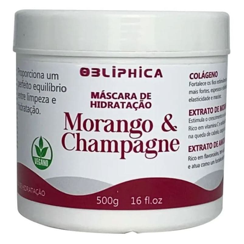 Máscara De Hidratação Obliphica Morango & Champagne 500g
