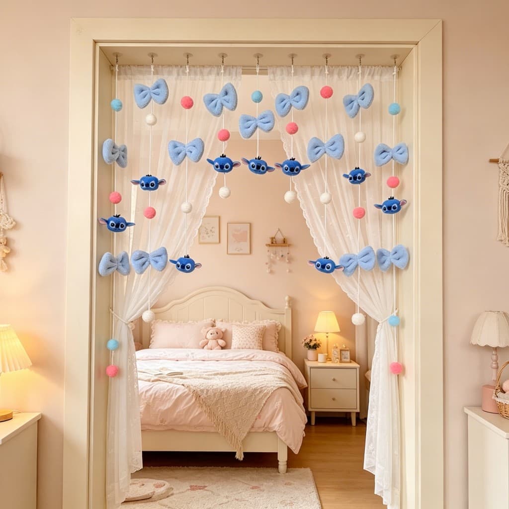 Influenciador decoração de alto valor Daze ponto sem perfuração ar charme quarto porta entrada cortina