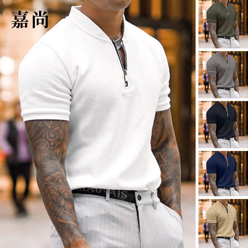 Camisa polo de lapela 2026 masculina de manga curta camiseta masculina Casual Skinny Top roupas masculinas