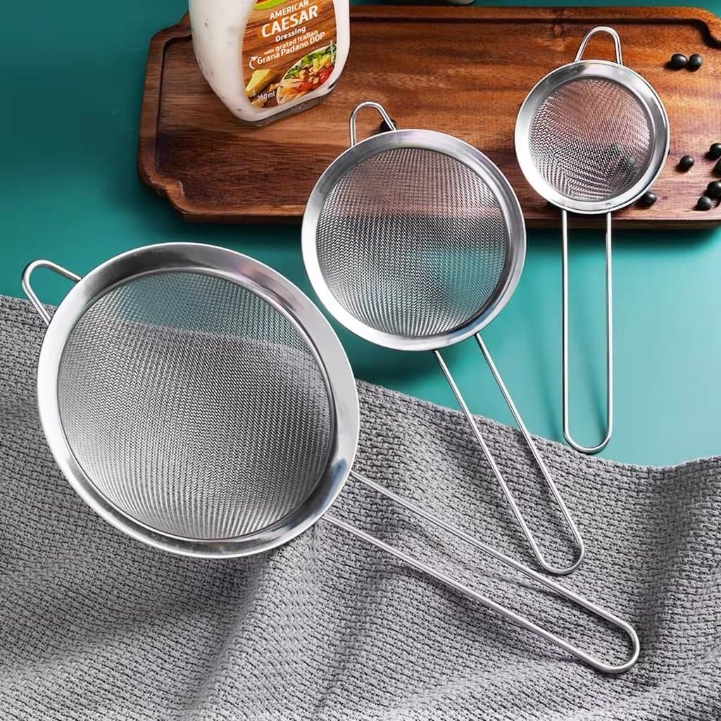 Kit 3 Peneira Coador de Aço Inox Utensílios de Cozinha Peneiras de 3 Tamanhos