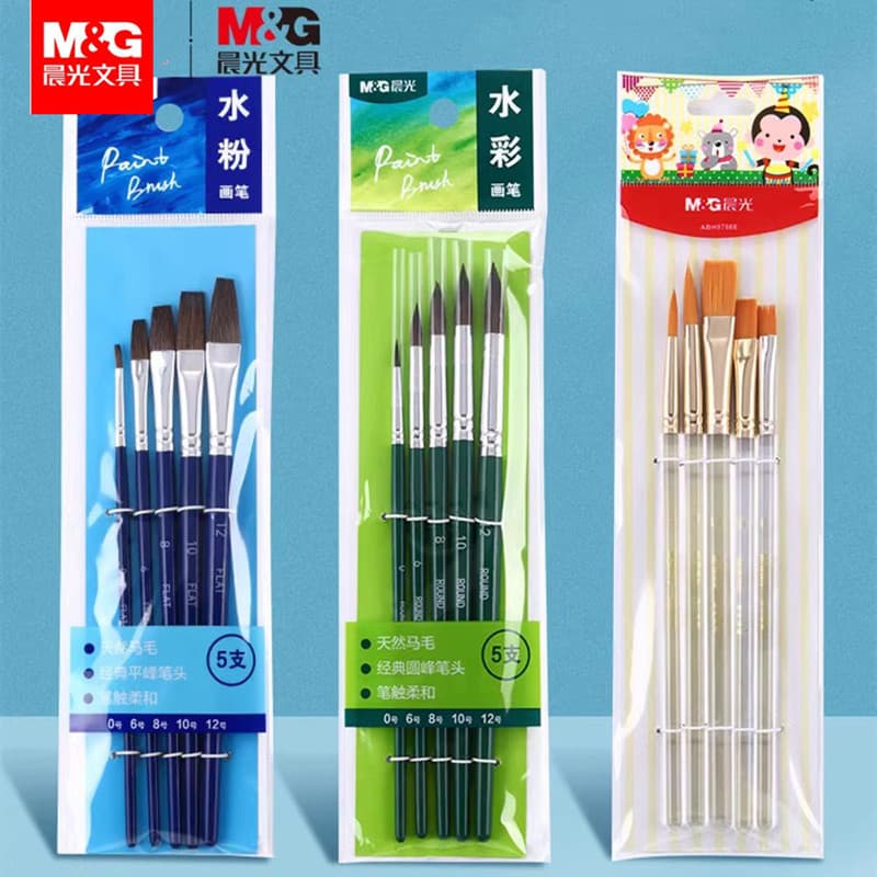 Chenguang Conjunto de 5 peças Pincel de guache Aquarela Pincel acrílico Conjunto de pincéis de óleo Arte Pintura de estu