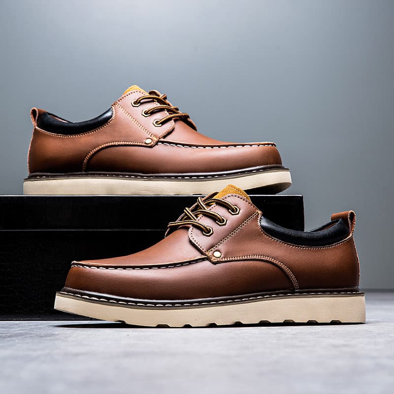 Outono inverno couro genuíno ferramentas de cano baixo sapatos masculinos de tamanho grande 45 estilo britânico 46 Casua