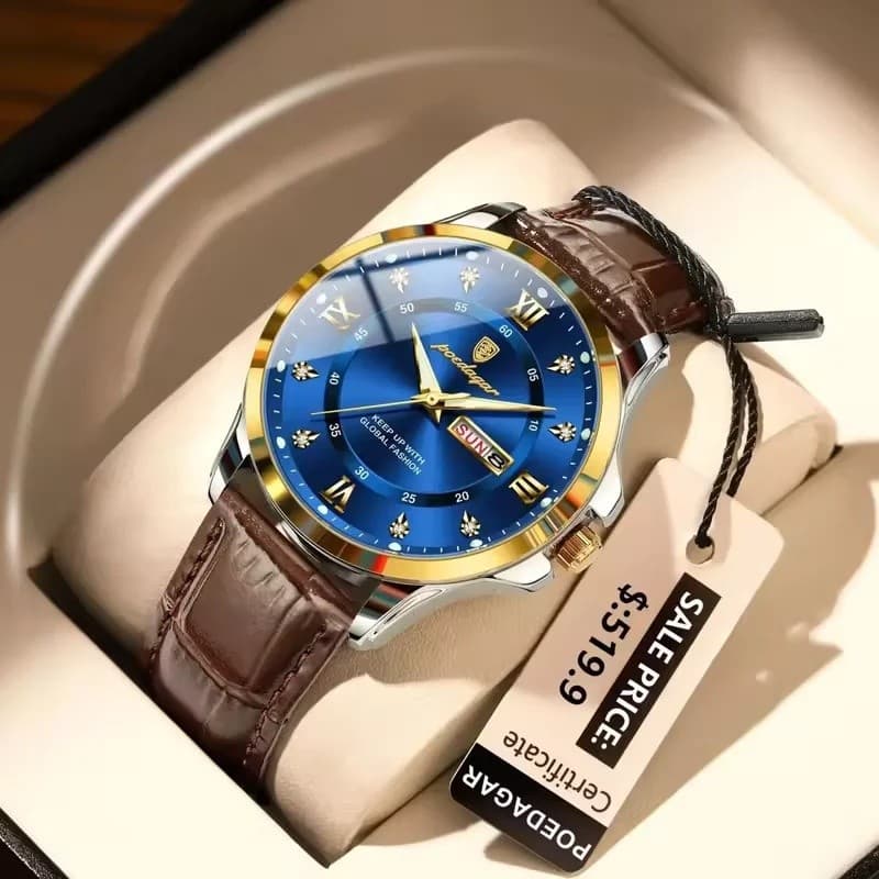 POEDAGAR 855 Relógio Esportivo De Luxo Pulseira De Couro Relógios Masculinos À Prova D'água De Quartzo Luminoso Para Hom