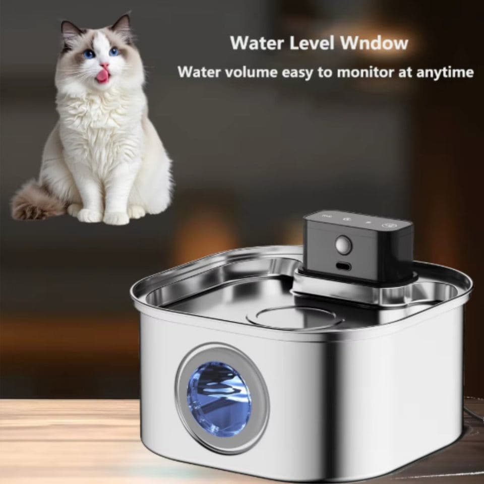 Fonte de Água para Gatos em Aço Inoxidável | Sem Fio Bebedouro Automático com Circulação de Água | Pet