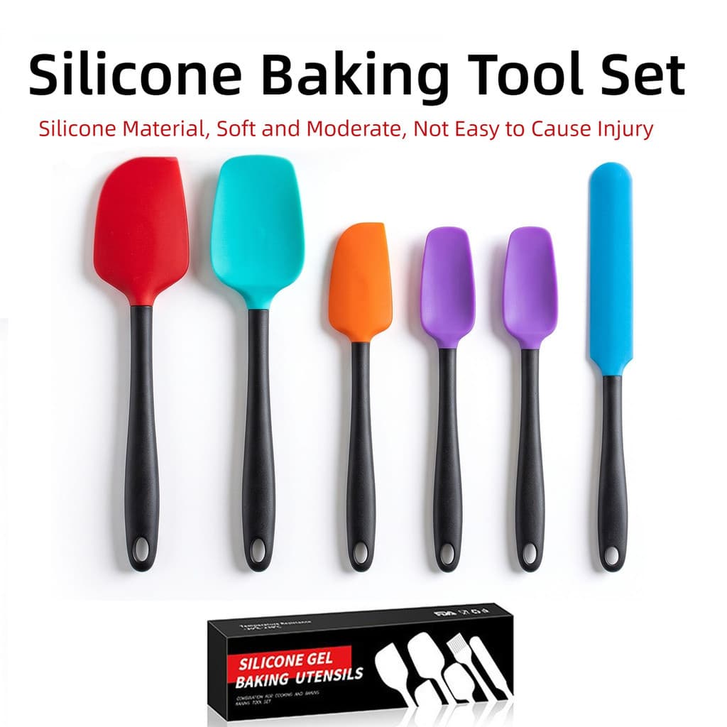 Espátula de Silicone conjunto de 5 peças de duas cores bolo mexendo espátula creme geléia espátula pequena espátula ferr