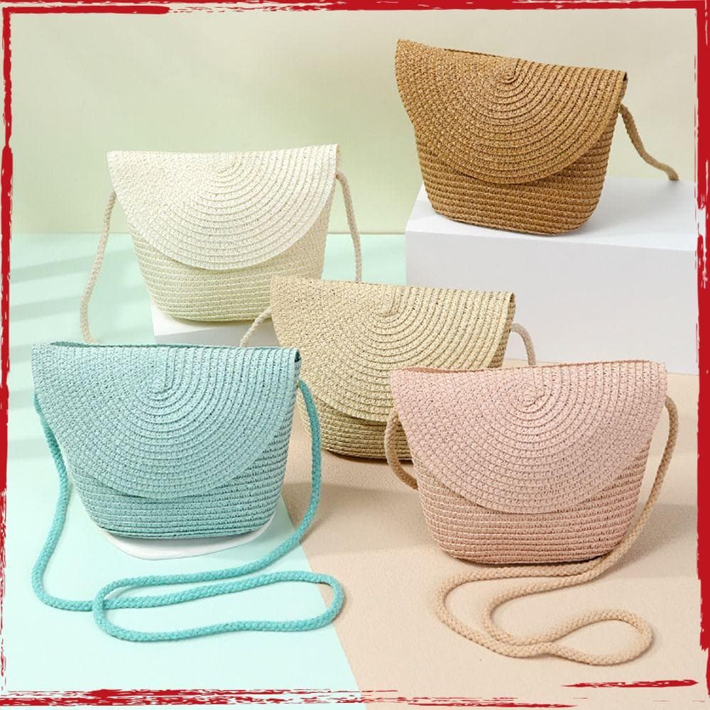 Bolsa De Palha , Artesanal Em Formato De Concha , Mini Praia De Verão Fashion Feminina E Menina