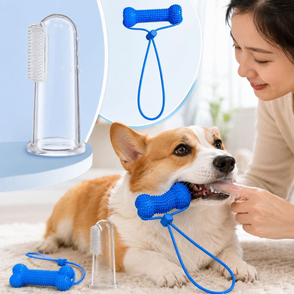 PARPERTY1 Brinquedo Para Mastigar Cachorro , Com Escova De Dentes De Silicone Evita Cárie Dentária Adereço Canino De Dup