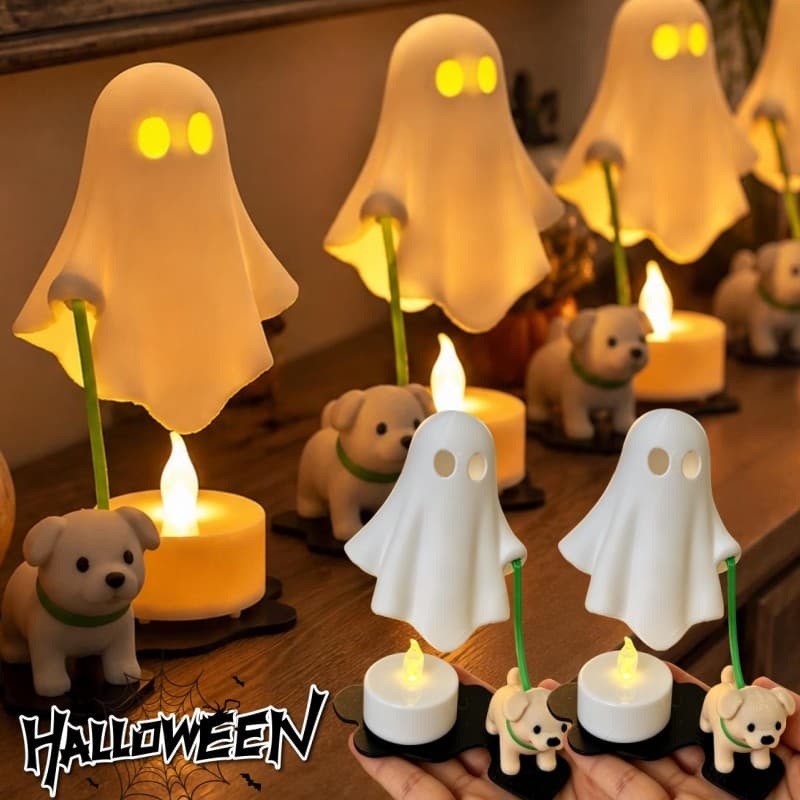 2-1Set Ghost LED Night Light-Bateria De Botão-Vela Eletrônica Criativa-Luz De Velas Sem Chama-Decoração De Halloween-Lâm