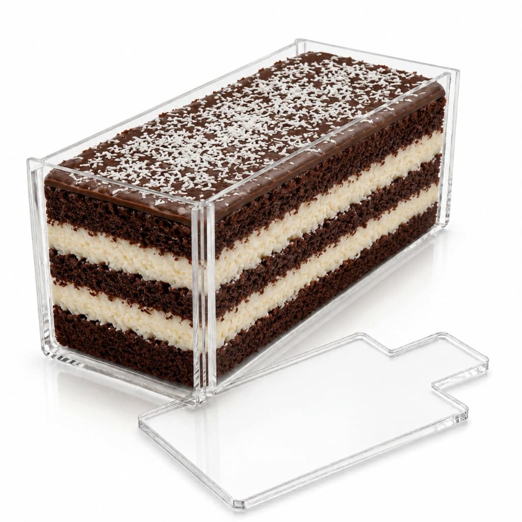 Kit Formas Slice Cake Retangular em Acrílico Transparente 30x10x10 Corte Perfeito e Padronizado