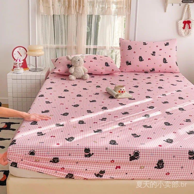 Lençol com Estampa de Desenho Animado, Lençóis para Cama de Casal, Tamanhos Solteiro/Duplo/Queen/King, Colcha Amiga da P