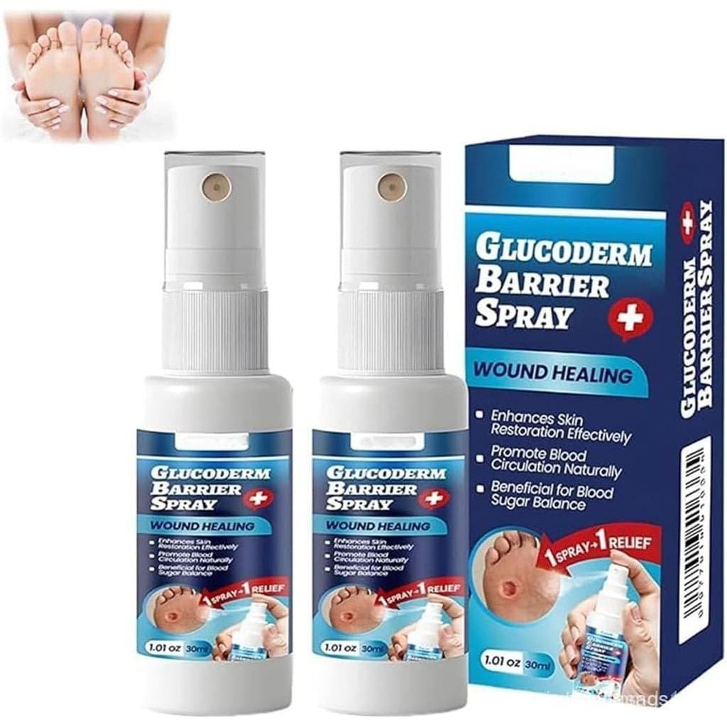 Tis GlucoDerm Barrier Spray, Proteção Confiável da Barreira Cutânea, Spray Profissional para Pés Diabéticos para Proteçã