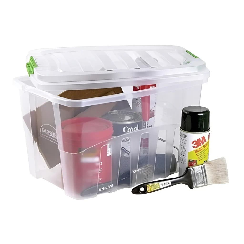 Caixa Organizadora Gran Box Alta 56 Litros Branco Plasútil tampa