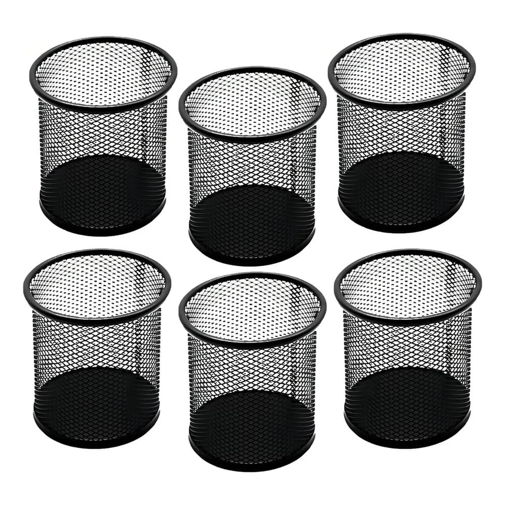 2x Kit 6 Porta Canetas Lápis Redondo Aramado Preto Escritóri