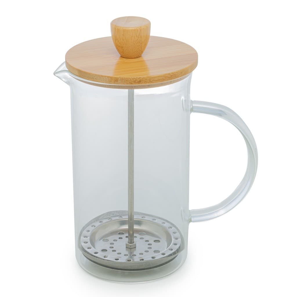 Cafeteira Prensa Francesa Vidro Borossilicato Tampa Bambu 600ml Inox