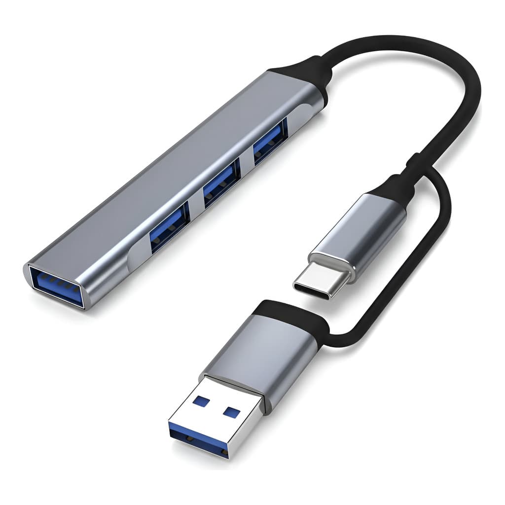 Adaptador Hub Tipo C 4 Em 1 Usb 3.0 Usb-c Entrada Dupla Usb