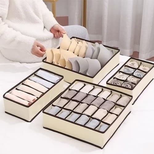 Conjunto 4 Peças Organizador De Roupas Íntimas Organizador De Gaveta De Meias Dobrável