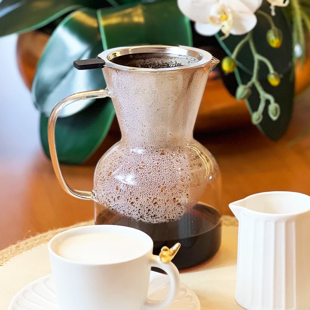 Cafeteira de Vidro Borossilicato Com Filtro de Aço Inox 800ml - Lyor