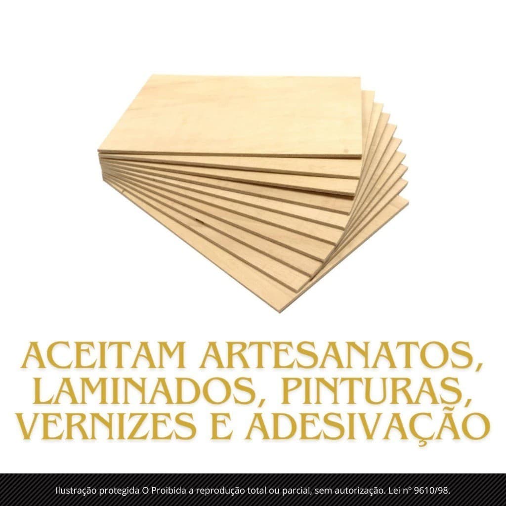 Chapas Mdf Cru 3mm Kit 60x40 50 unidades, Adesivação, Artesanato