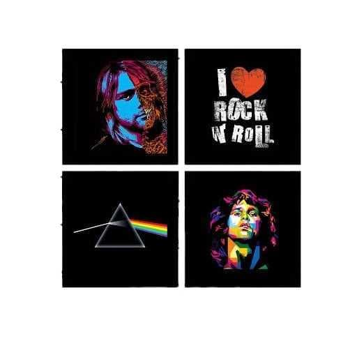 Kit 04 Quadro Madeira Decorativo Love Rock 48cm Sala Hall Quarto
