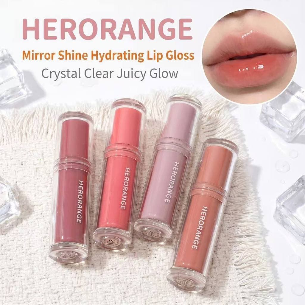 O Brilho Labial Aquoso HERORANGE é transparente, oferece cor nítida e durabilidade para uso diário.