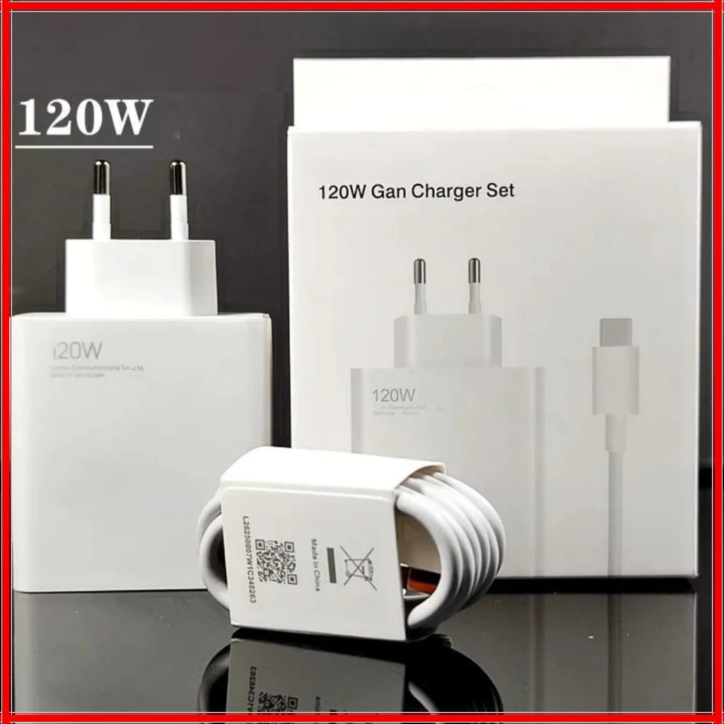 Carregador de 67W 120W xiao mi com 6A USB C cabo 1M  Turbo Charge Turbo Power Cabo USB + Cabo Tipo C