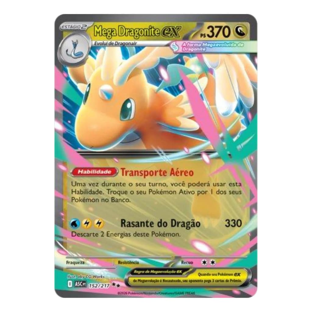 Carta Pokémon Mega Dragonite Ex 152/217 Heróis Excelsos