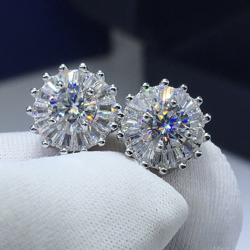 Brincos Brilhantes 0,5 Quilates Cor D Moissanite Certificado GRA Joias de Prata S925 Presente para Casamento, Festa, Ani
