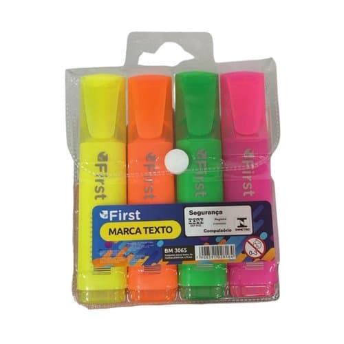 Kit Marca Texto Neon Cores Vibrantes Estudos Organizacao 4Unid
